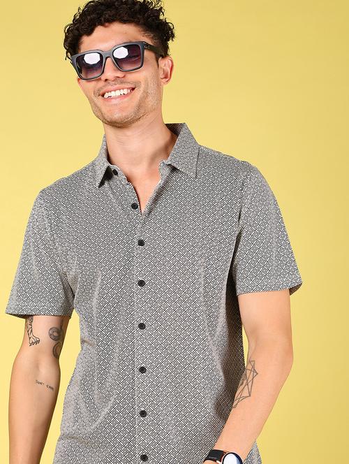men printed short sleeve regular fit casual shirt - 21926021 - Very Small Image - 1