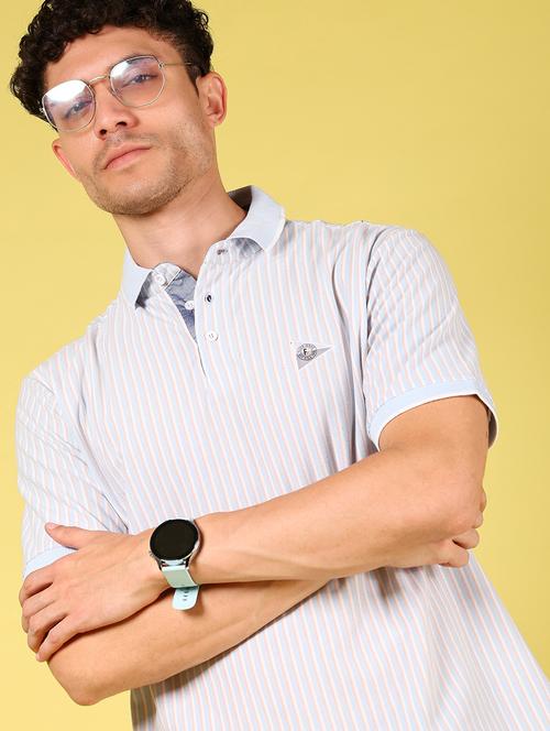 men striped short sleeve regular fit polo t-shirt - 21926047 - Very Small Image - 1