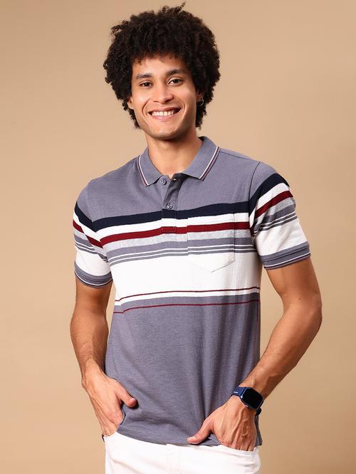 men striped short sleeve regular fit polo t-shirt - 21926134 - Very Small Image - 1