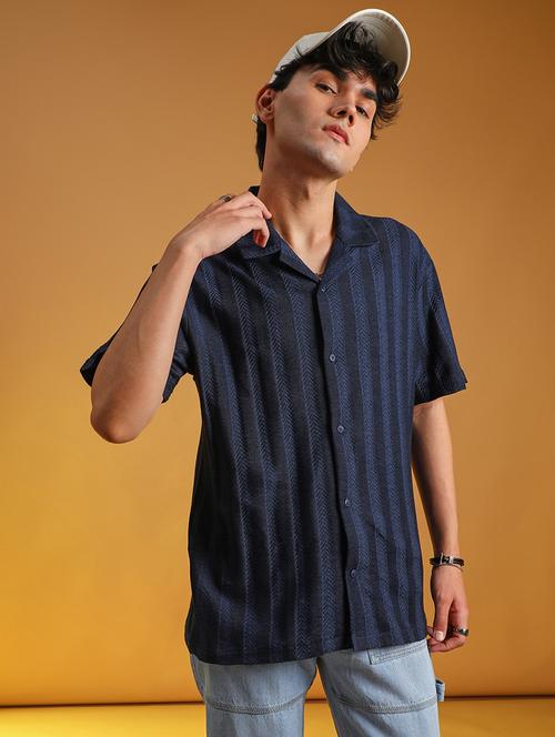 men striped short sleeve regular fit casual shirt - 21926219 - Very Small Image - 1