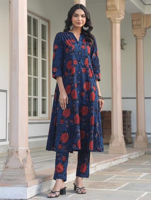 women three quarter sleeve kurta pant set - 21926818 - Very Small Image - 1