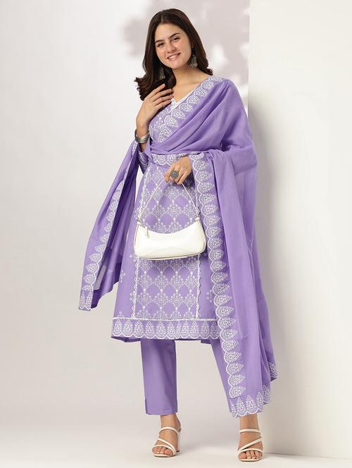women three quarter sleeve kurta pant with dupatta set - 21926828 - Very Small Image - 1