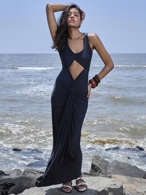 women solid sleeveless cut out bodycon dress - 21928239 - Very Small Image - 1