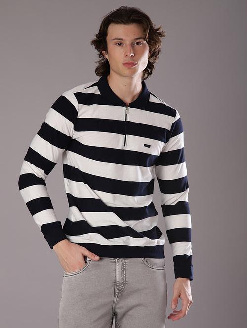 Men Striped Long Sleeve Regular Fit Polo T-shirt - 21928280 - Very Small Image - 1