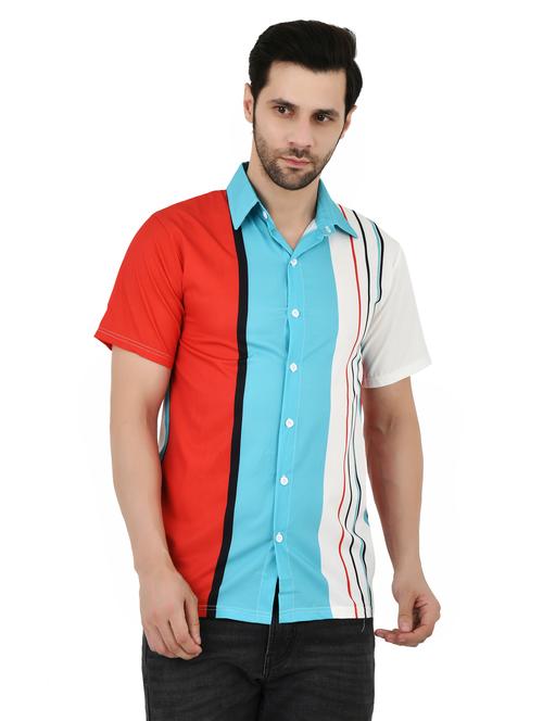 men color blocked collared short sleeves shirt - 21928468 - Very Small Image - 1