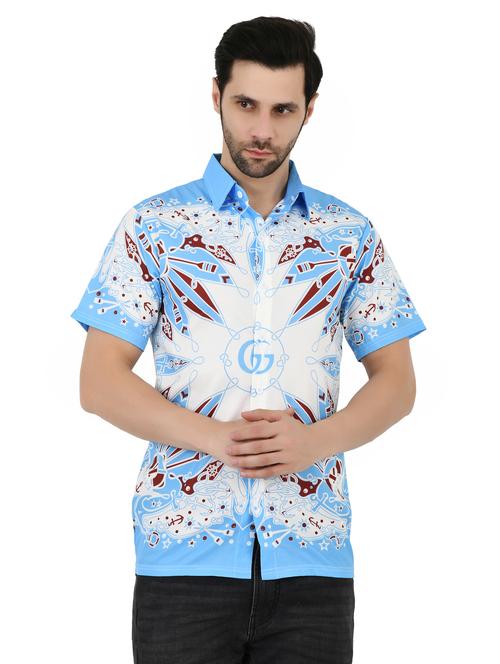 men printed collared short sleeves shirt - 21928472 - Very Small Image - 1