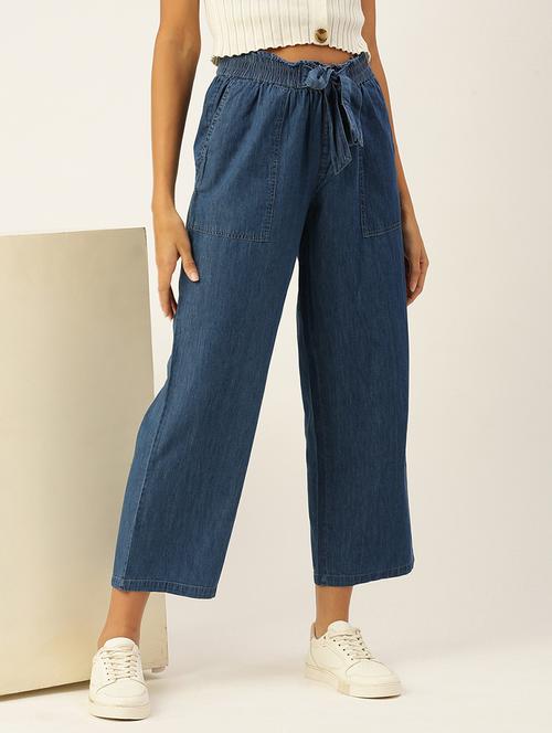 women solid high rise straight  trouser - 21928567 - Very Small Image - 1