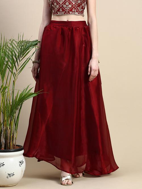 women solid mid rise flared skirt - 21930436 - Very Small Image - 1