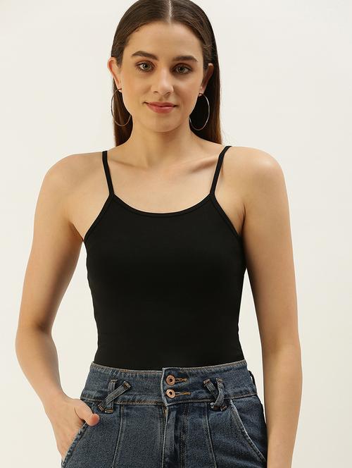 women solid shoulder strap tank top - 21930454 - Very Small Image - 1