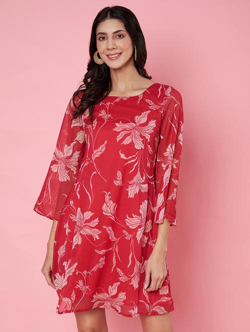 women floral printed bell sleeves a-line dress - 21930712 - Very Small Image - 1
