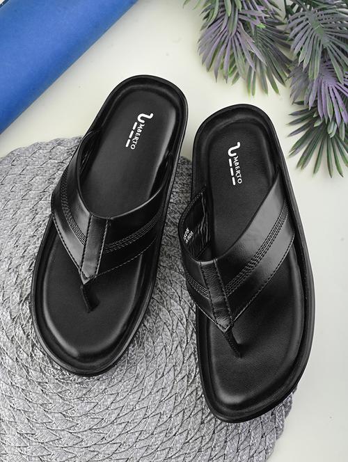men black solid slip on sandal - 21930796 - Very Small Image - 1