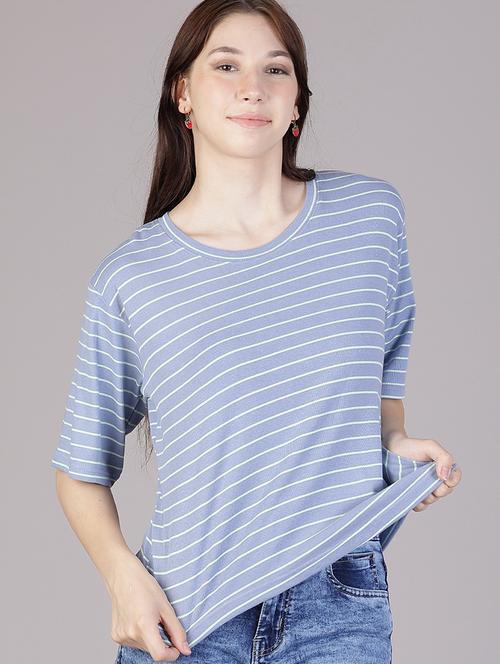 Women Striped Short Sleeve Relaxed Fit T-shirt - 21930869 - Very Small Image - 1