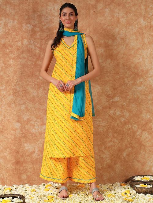 women printed sleeveless kurta palazzo with dupatta set - 21930998 - Very Small Image - 1