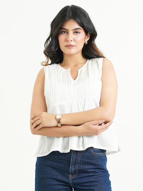 women solid sleeveless regular fit top - 21931165 - Very Small Image - 1