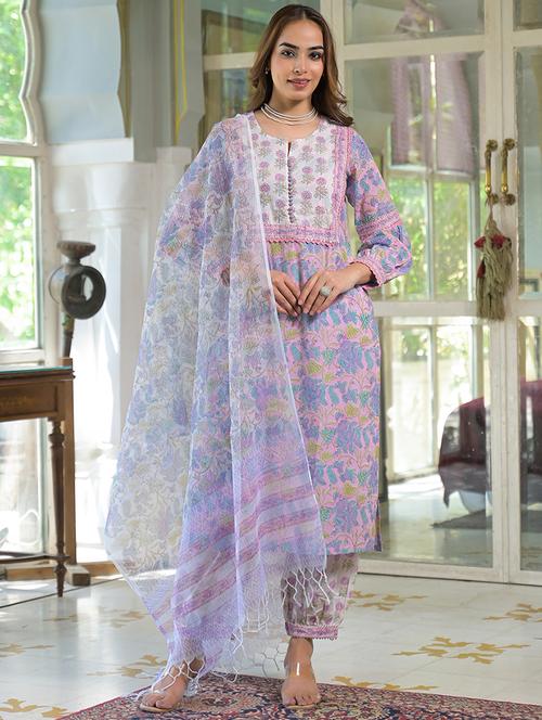 women pink long sleeve kurta salwar with dupatta set - 21931191 - Very Small Image - 1