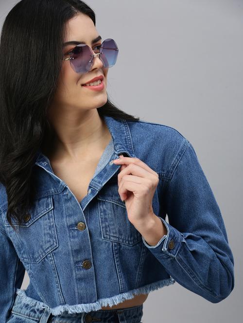 women blue long sleeve denim jacket - 21931253 - Very Small Image - 1