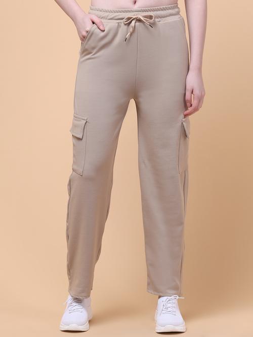 women beige solid mid rise cargo - 21931394 - Very Small Image - 1