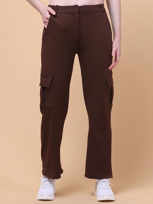 women brown solid mid rise cargo - 21931401 - Very Small Image - 1