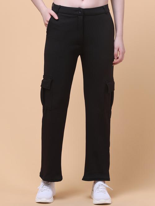 women black solid mid rise cargo - 21931402 - Very Small Image - 1