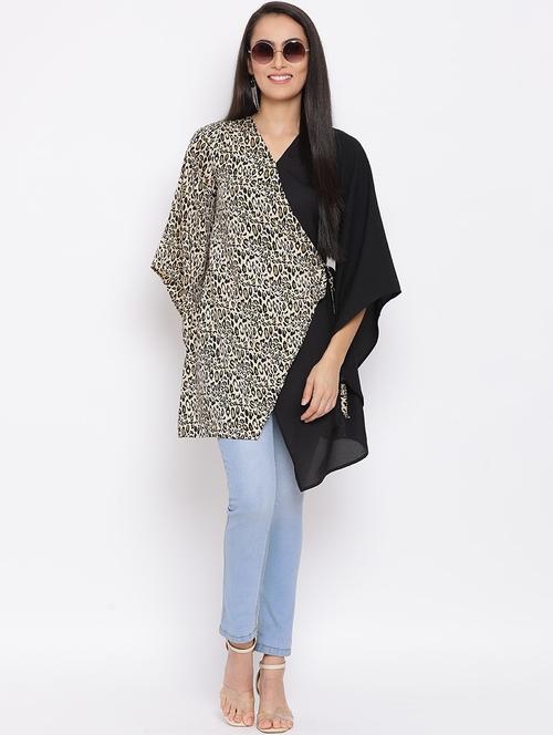 women animal print kimono sleeve long wrap top - 21931403 - Very Small Image - 1