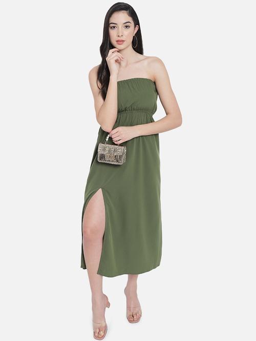 women solid sleeveless side slit tube dress - 21931417 - Very Small Image - 1
