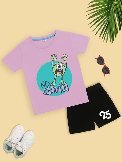 boys printed t-shirt & shorts casual wear set - 21931457 - Very Small Image - 1