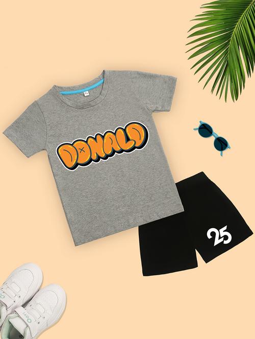 boys printed t-shirt & shorts casual wear set - 21931465 - Very Small Image - 1