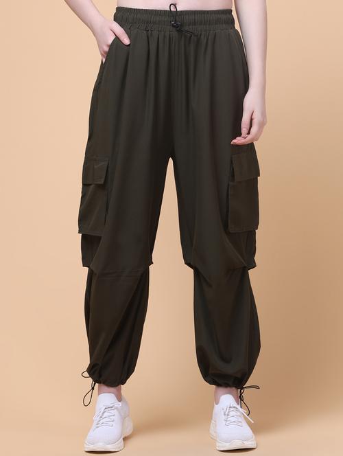 women solid mid rise relaxed parachute pant - 21931500 - Very Small Image - 1
