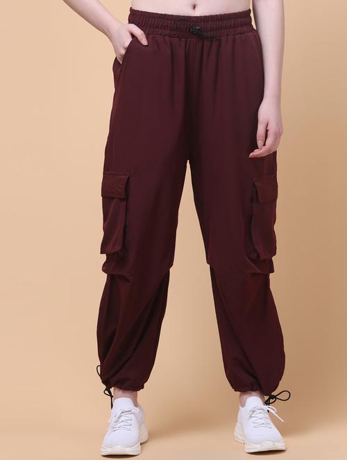 women solid mid rise relaxed fit parachute pant - 21931501 - Very Small Image - 1