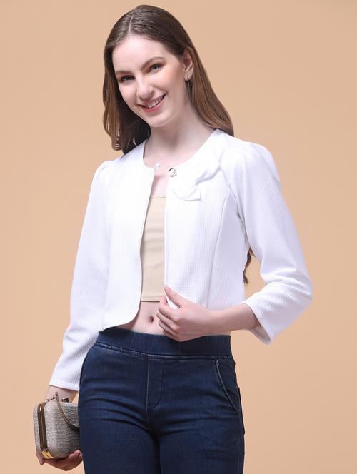 women solid long sleeve crop shrug - 21931719 - Very Small Image - 1