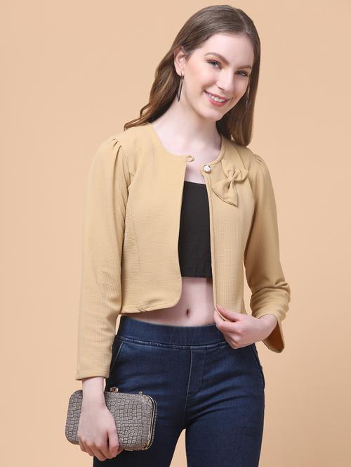 women solid long sleeve crop shrug - 21931720 - Very Small Image - 1