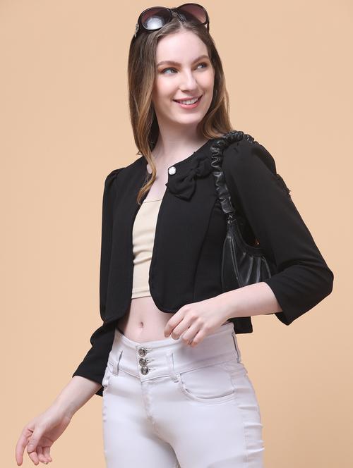 women solid long sleeve crop shrug - 21931721 - Very Small Image - 1