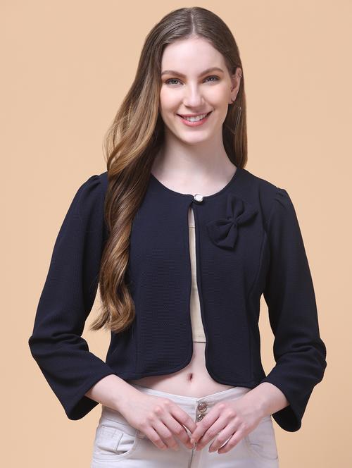 women solid long sleeve crop shrug - 21931723 - Very Small Image - 1