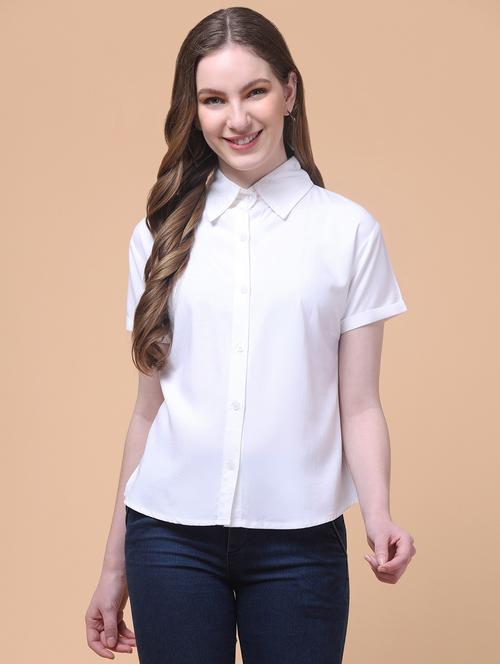 women solid collared short sleeve shirt - 21931945 - Very Small Image - 1