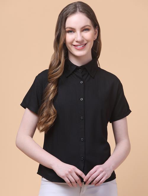 women solid collared short sleeve shirt - 21931946 - Very Small Image - 1