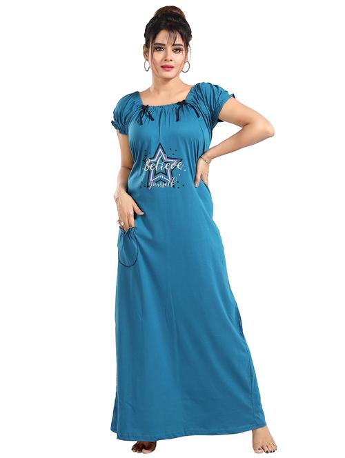 women printed short sleeves nighty - 21931958 - Very Small Image - 1