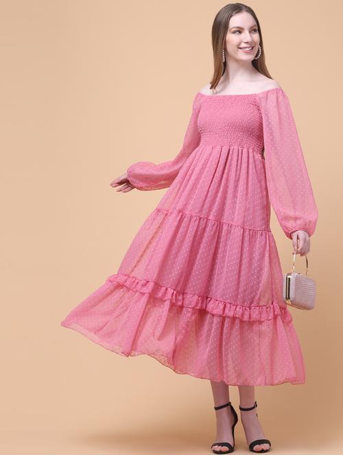 women self designed puff sleeve tiered dress - 21931973 - Very Small Image - 1