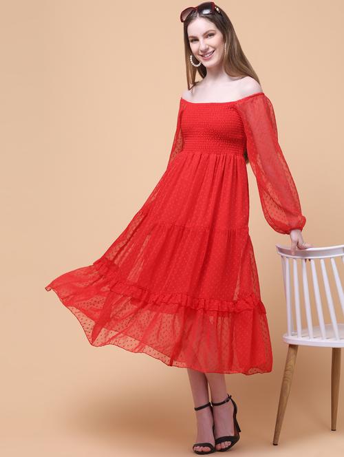 women self designed puff sleeve tiered dress - 21931977 - Very Small Image - 1