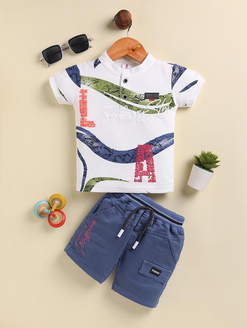 boys printed t-shirt & short co-ord set - 21931996 - Very Small Image - 1