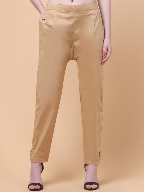 women beige solid mid rise tapered pant - 21932001 - Very Small Image - 1