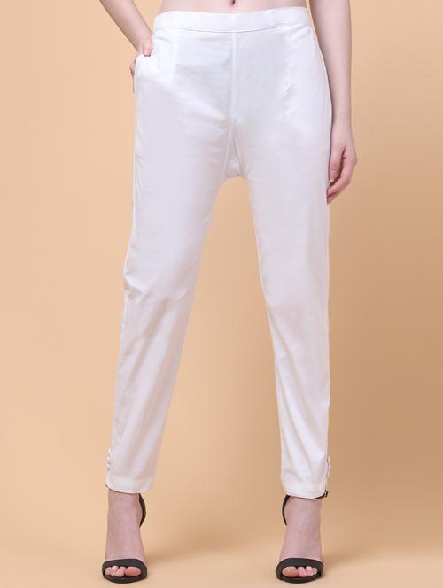 women white solid mid rise tapered pant - 21932002 - Very Small Image - 1