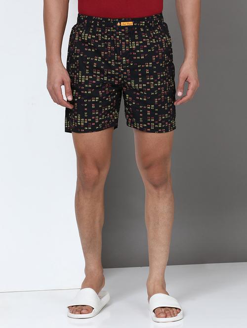 men black printed mid rise loungewear boxer - 21932062 - Very Small Image - 1