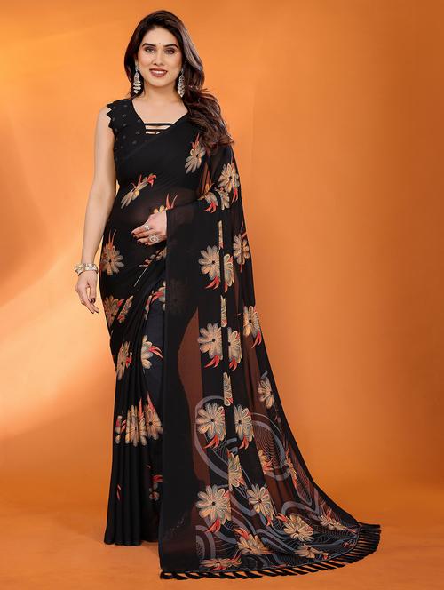women floral printed saree with blouse - 21932169 - Very Small Image - 1