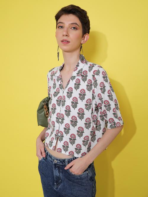 women printed collared shirt style top - 21932268 - Very Small Image - 1