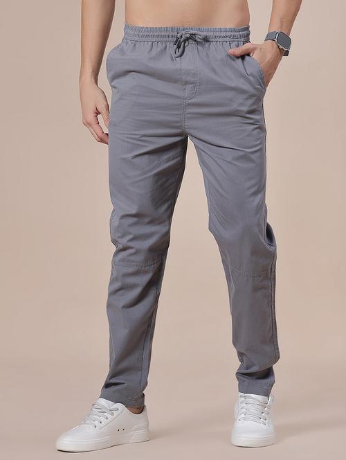 grey cotton  full length track pant - 21932274 - Very Small Image - 1