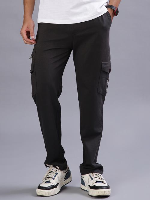 men solid mid rise full length track pant - 21932648 - Very Small Image - 1