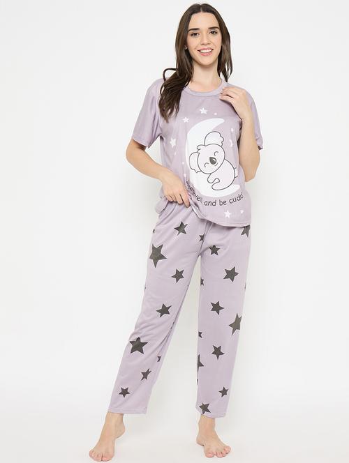 purple poly spandex pyjama set nightwear - 21932719 - Very Small Image - 1