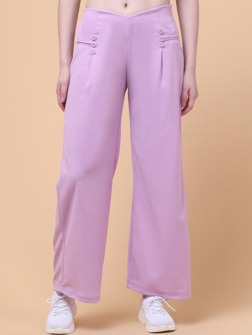 women solid mid rise wide leg trouser - 21932743 - Very Small Image - 1