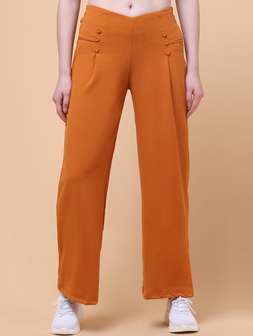 women solid mid rise wide leg trouser - 21932744 - Very Small Image - 1