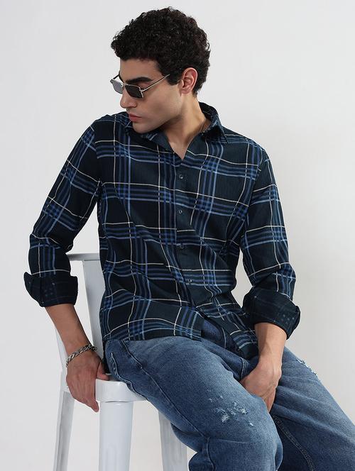 men checkered long sleeve regular fit casual shirt - 21933680 - Very Small Image - 1